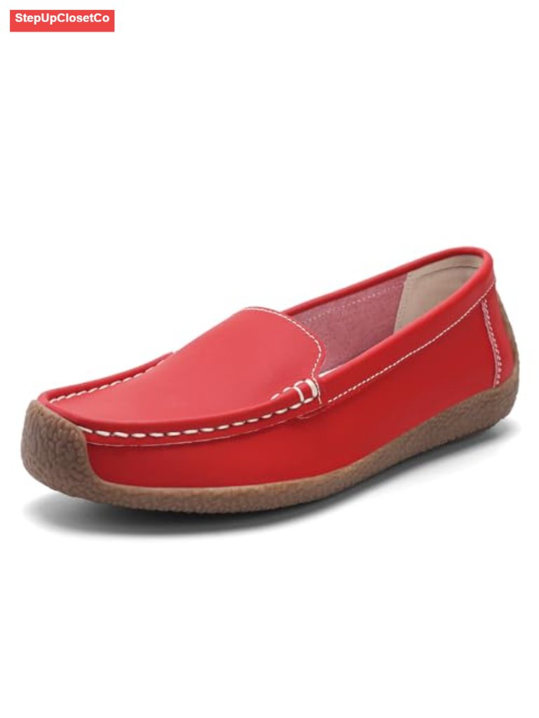 Leather Loafers Slip-Ons Driving Walking Mocs Boat Shoes Work Flats